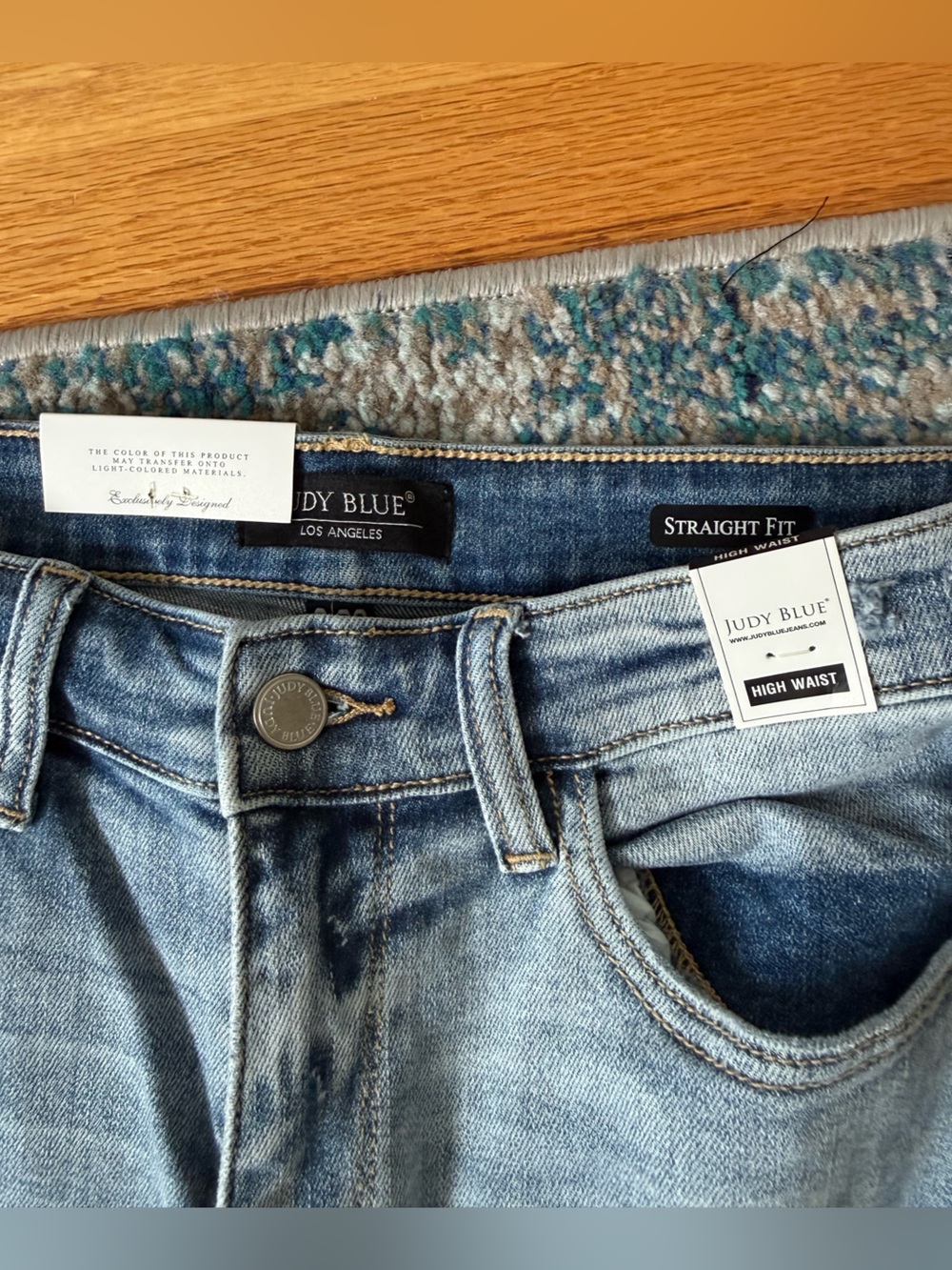 Judy Blue Straight Leg High Waist Jeans — Light Blue Wash